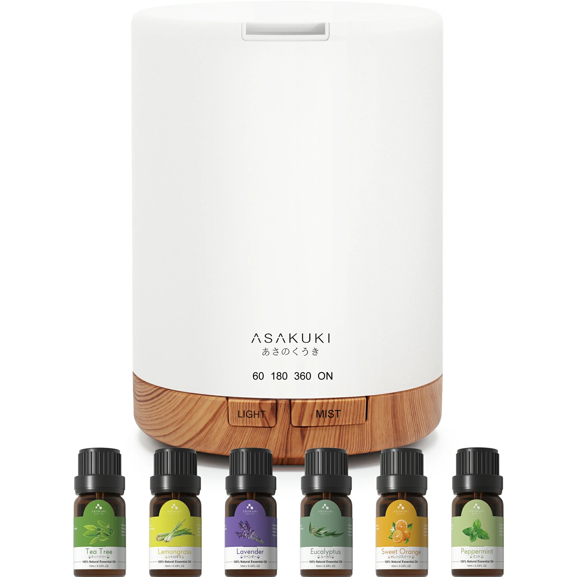 Dew Plus Light Wood Diffuser with 6Pcs*10ml Essential Oil set