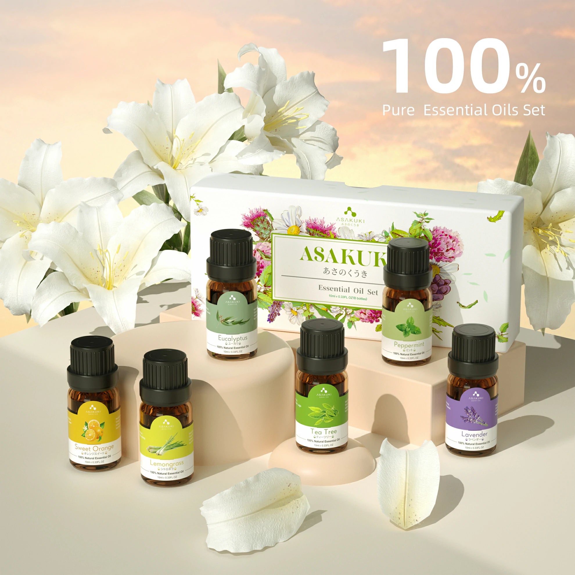 Dew Plus Light Wood Diffuser with 6Pcs*10ml Essential Oil set