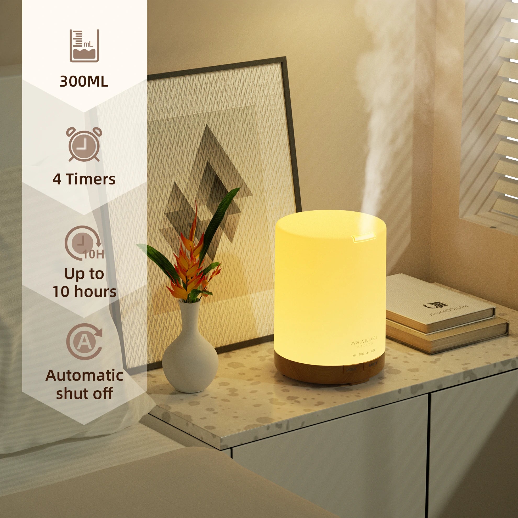 Dew Plus Light Wood Diffuser with 6Pcs*10ml Essential Oil set