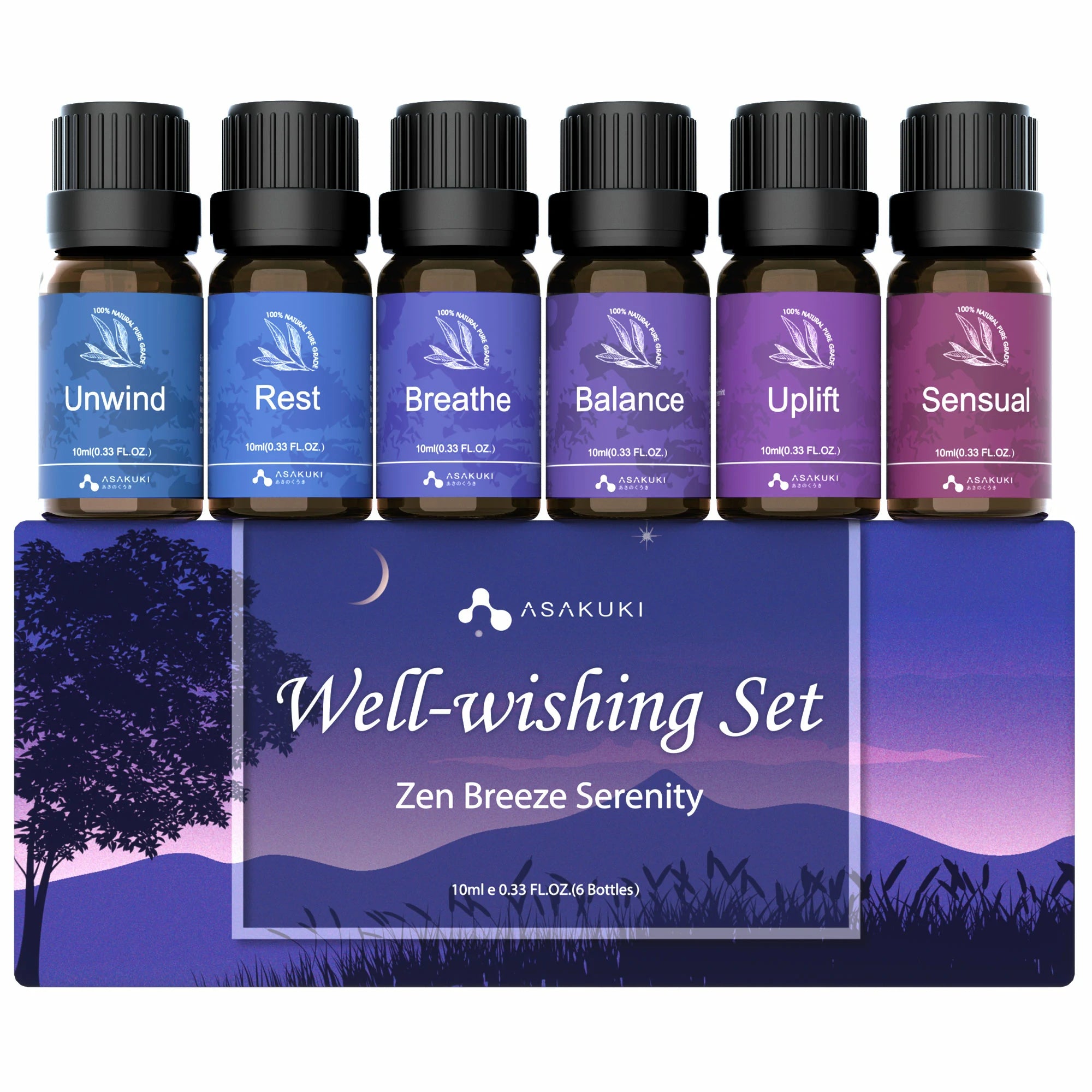 Asakuki 100% Organic Essential Oil Well-Wishing Set