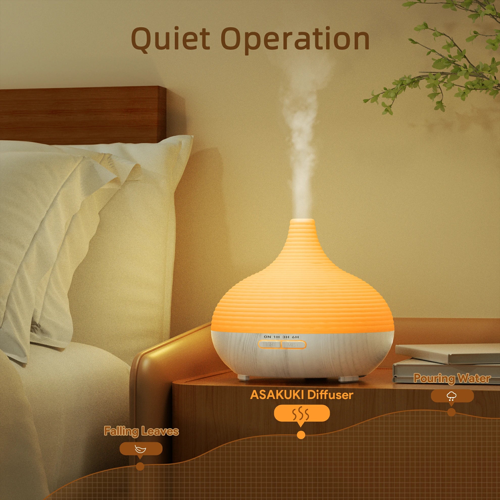 Spring White Wood Diffuser with 8pcs*10ml Oils