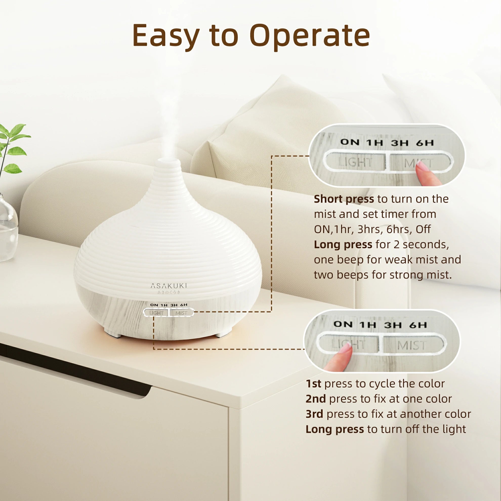 Spring White Wood Diffuser with 8pcs*10ml Oils