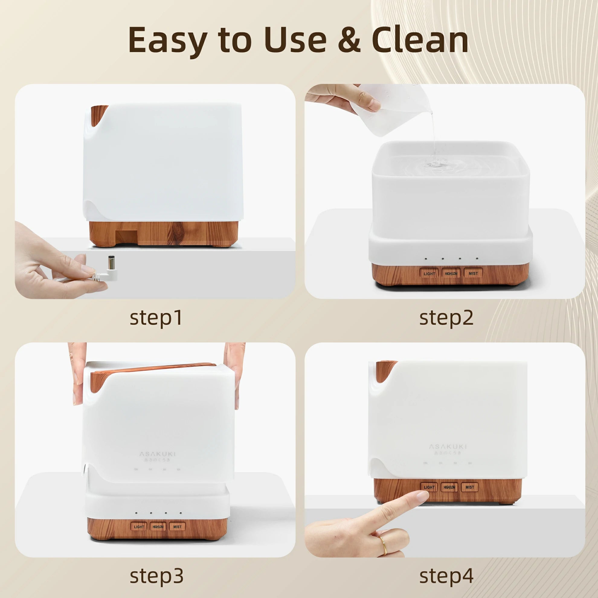 UPGRADE Cube Light Wood Essential Oil Diffuser
