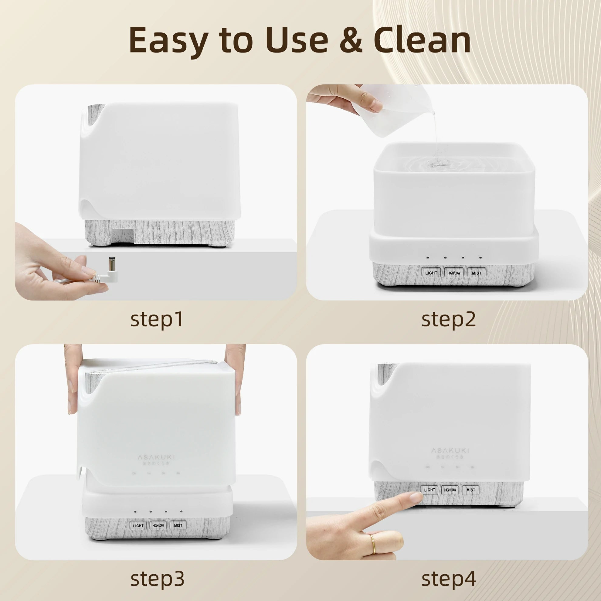UPGRADE Cube White Wood Essential Oil Diffuser