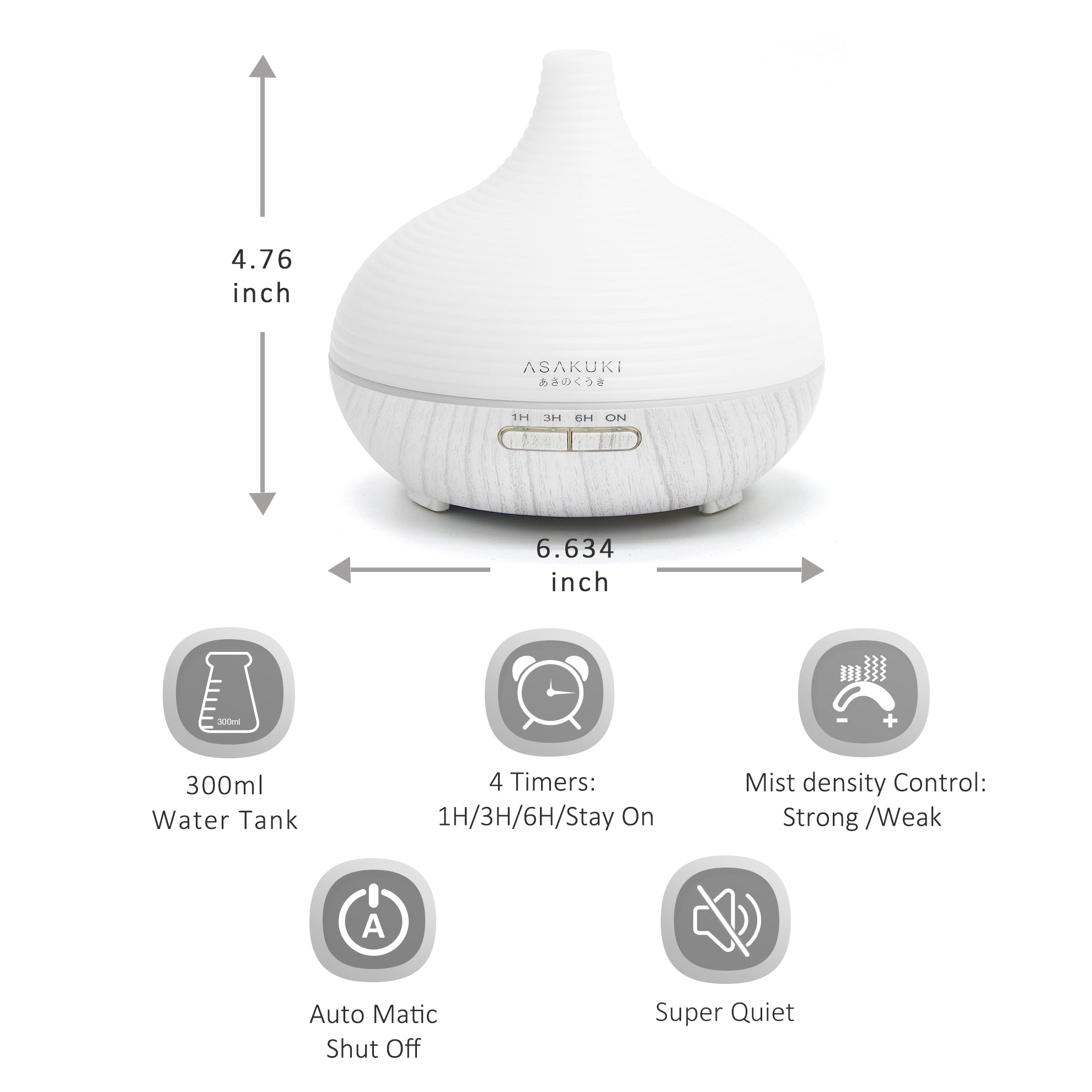 Spring White Wood Essential Oil Diffuser - Asakuki