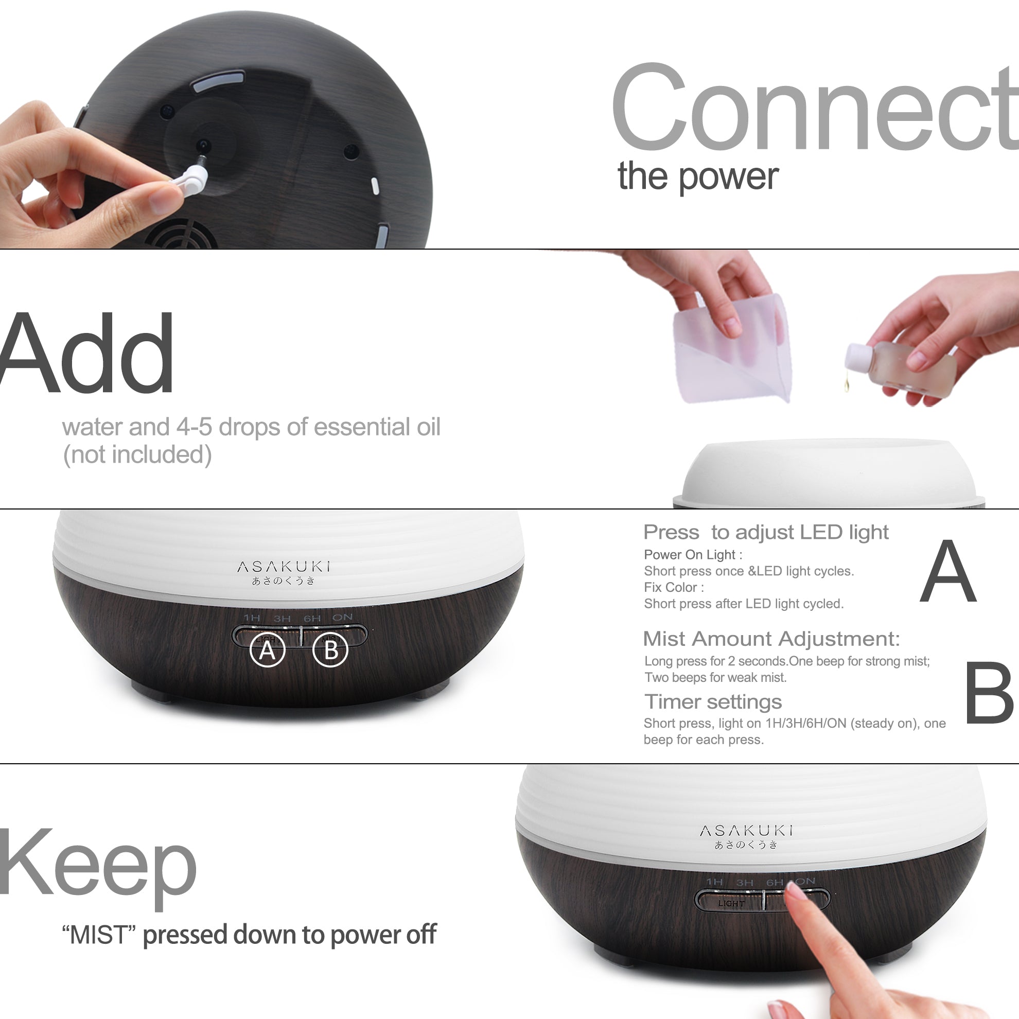Spring Black Wood Essential Oil Diffuser - Asakuki