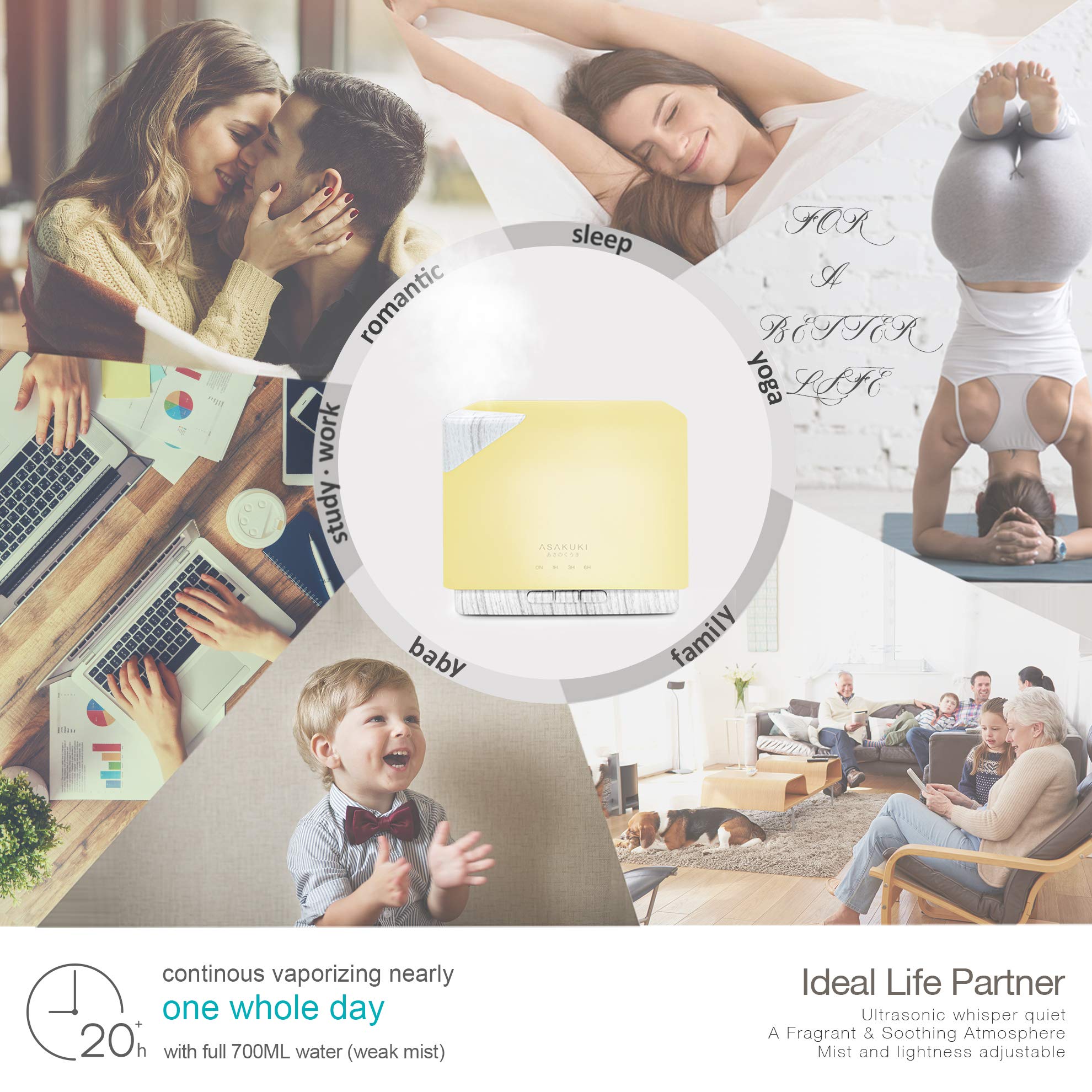 Cube White Wood Essential Oil Diffuser - Asakuki