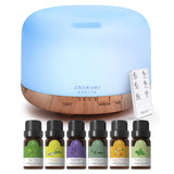 Rock Light Wood Essential Oil Diffuser with 6*10ml Essential Oils Set