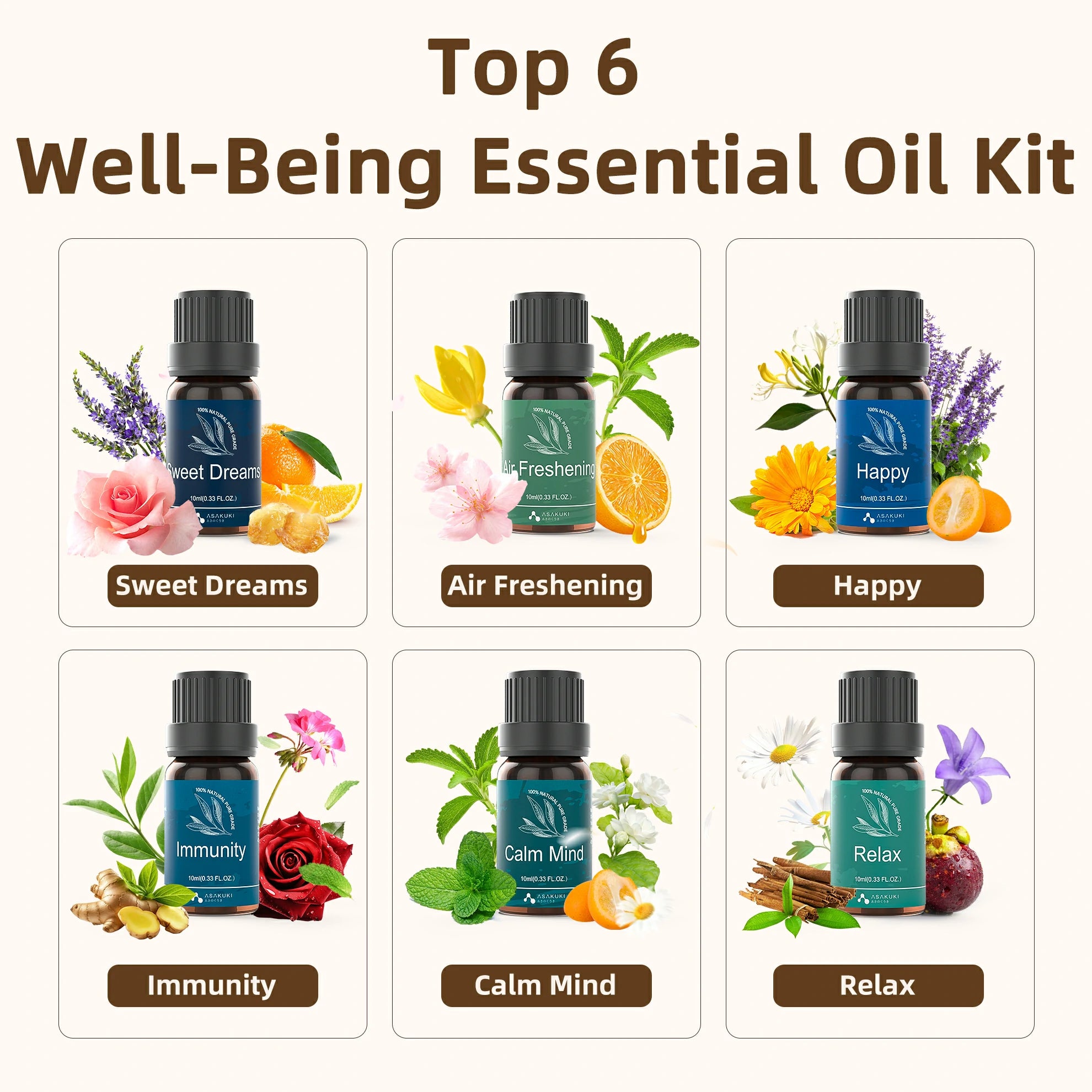 Dew Plus Light Wood Diffuser with 8Pcs*10ml Essential Oil Gift Set