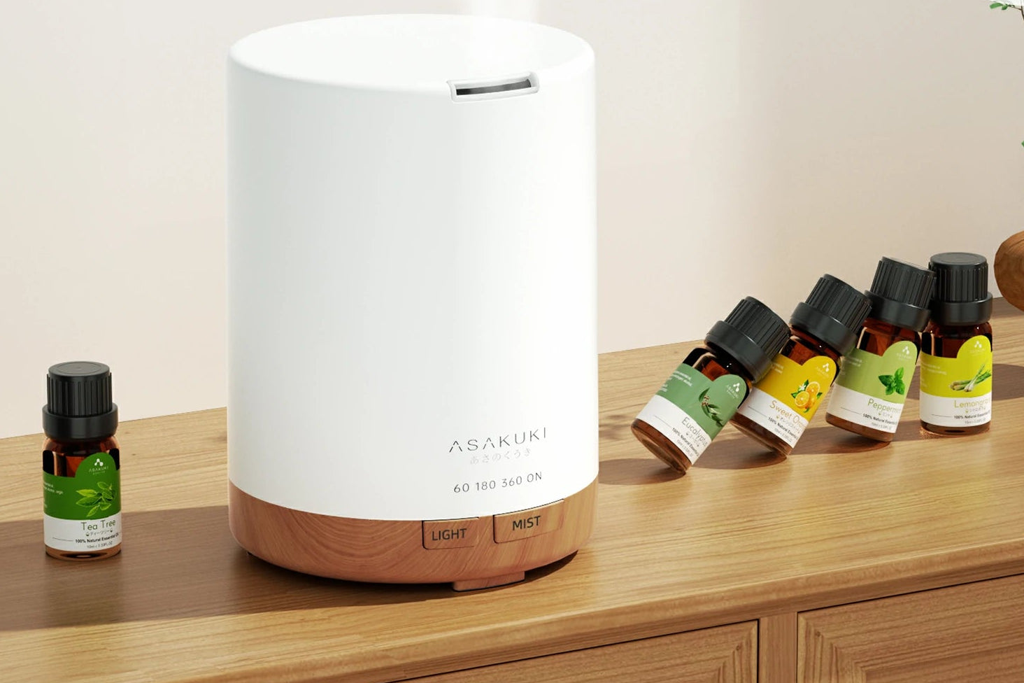 Dew Plus Light Wood Diffuser with 6Pcs*10ml Essential Oil set