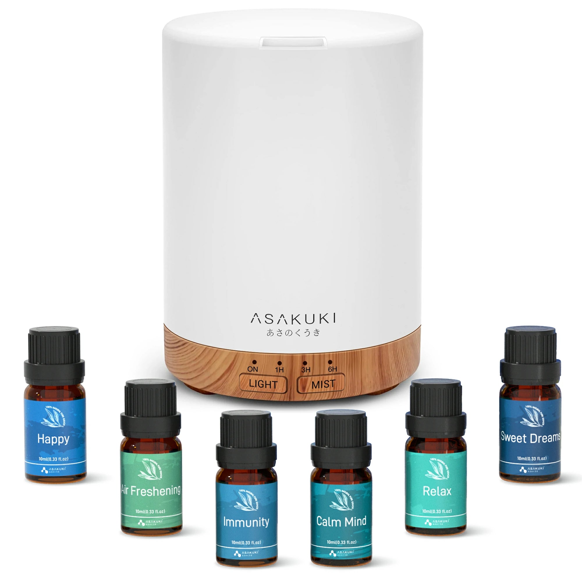 Dew Plus Light Wood Diffuser with 8Pcs*10ml Essential Oil Gift Set