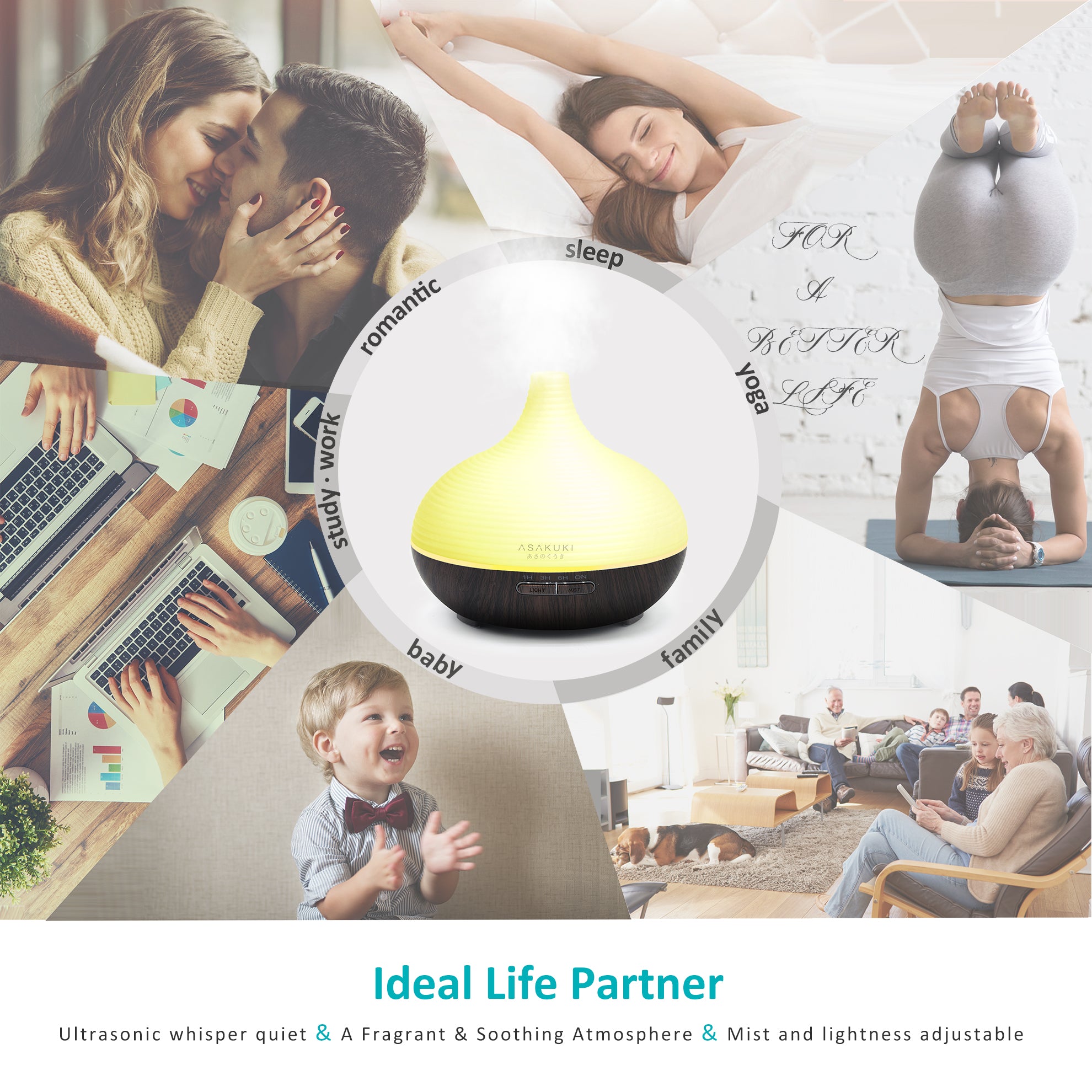 Spring Black Wood Essential Oil Diffuser - Asakuki
