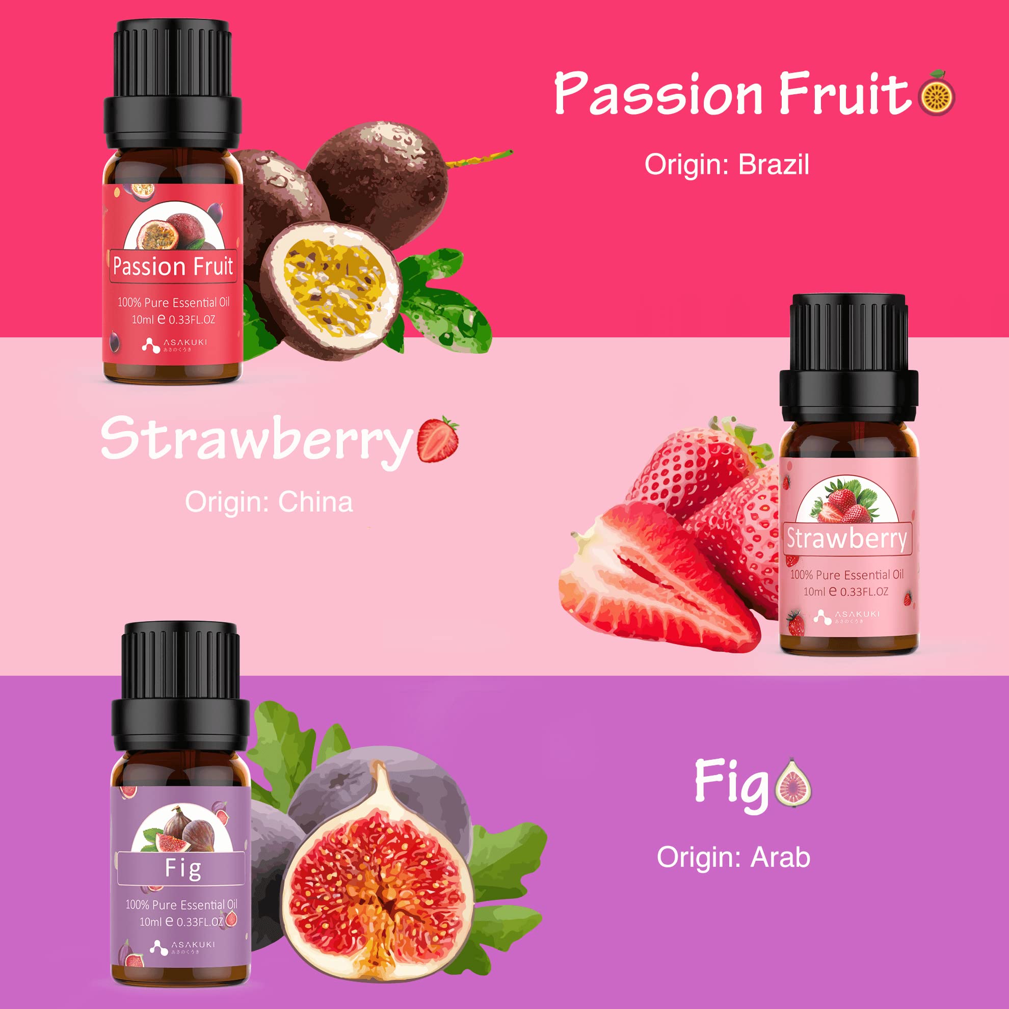 11-Pack 10ml Fruit Essential Oils Set : Strawberry, Coconut