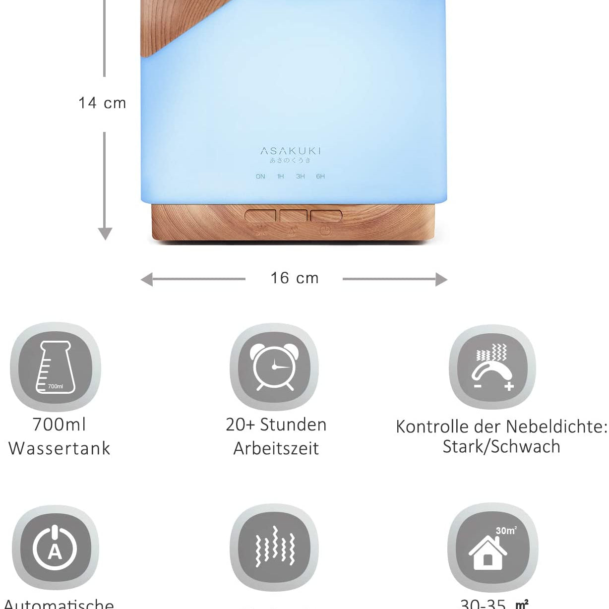 Cube Light Wood Essential Oil Diffuser - Asakuki