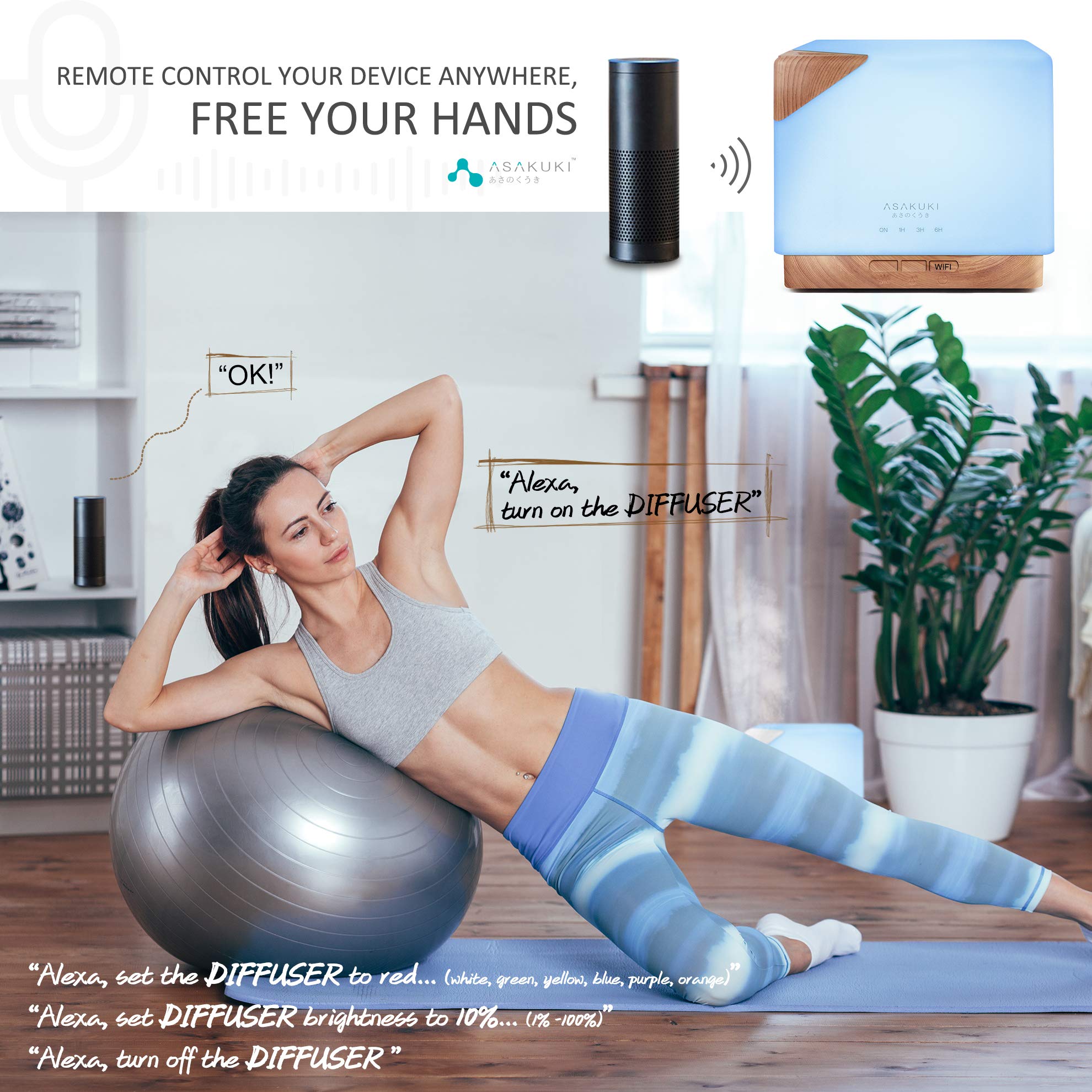 Cube Light Wood Smart WiFi Essential Oil Diffuser - Asakuki